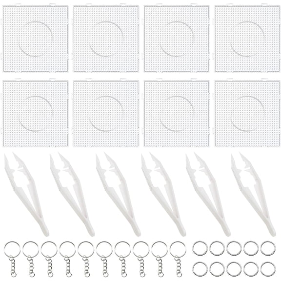 5 mm Fuse Beads Boards Set, Clear Plastic Pegboards Set for Craft Supplies Beads (8 PCS Square)