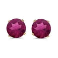 thumbnail image 1 of 5 mm Natural Round Rhodolite Garnet Stud Earrings Set in 14k Yellow Gold, 1 of 4