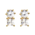 thumbnail image 1 of 5 mm Round & 4 mm Square Double CZ Crystal Stud, Silver, 1 of 1