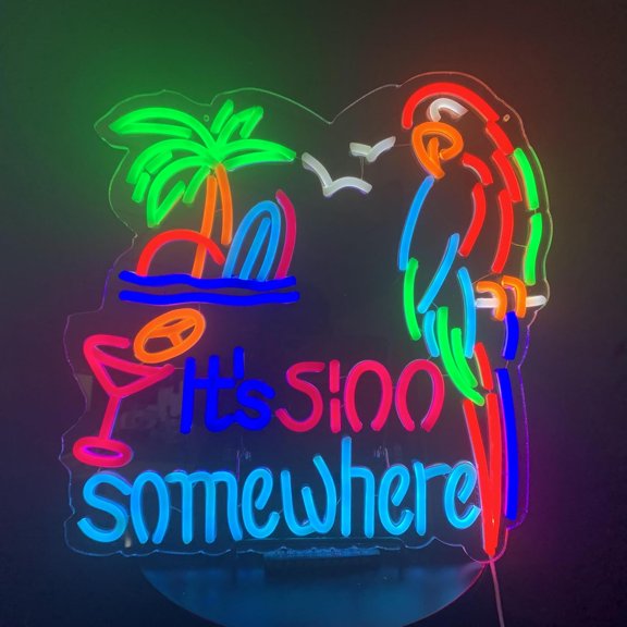its 5 o'clock somewhere 5:00 Neon Light Sign Home Beer Bar Pub Recreation Room Game Lights Windows Glass Wall Signs Party Birthday Bedroom Bedside Table Decoration Gifts LED$$