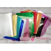 5 of each color of 15 colors of candy wrapper foil overwrap - 75 sheets total