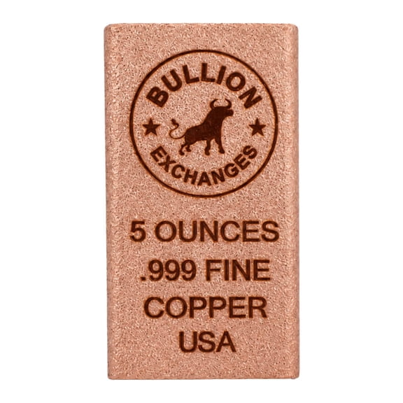 5 oz Bullion Exchanges Copper Bar .999 Fine (Rounded Edges)