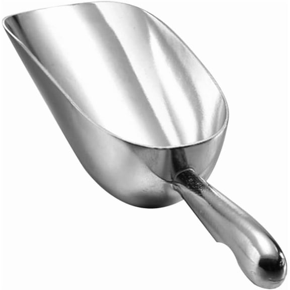 5 oz Cast Aluminum Food Spatula with Curved Handle, Rust-Proof Ice Cube Spatula, Multi-Purpose Spatula for Home and Commercial Use (Coffee Beans, Flour, Popcorn, Candy)