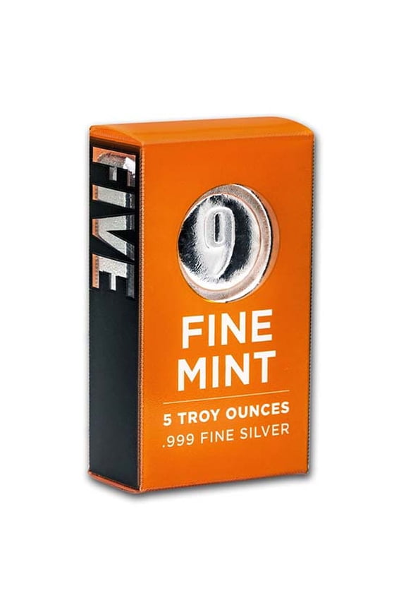 5 oz Cast-Poured Silver Bar - 9Fine Mint