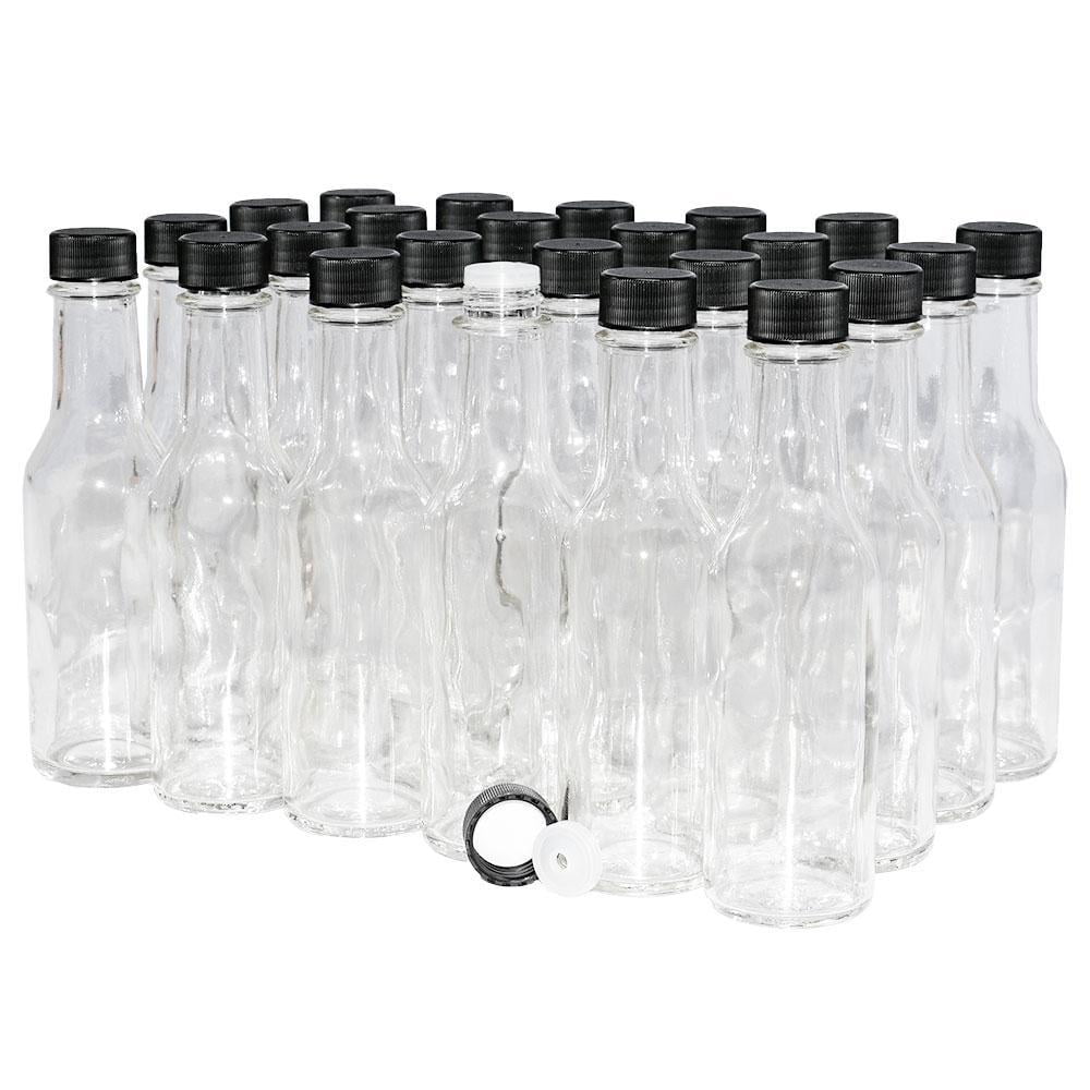 5 oz. Clear Glass Hot Sauce Bottle with Black FoamLined Cap and