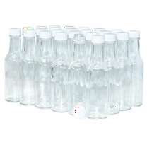 5 oz. Clear Glass Hot Sauce Bottle with White Unlined Cap and Orifice Reducer (24/414) (V1)-24 (V1)