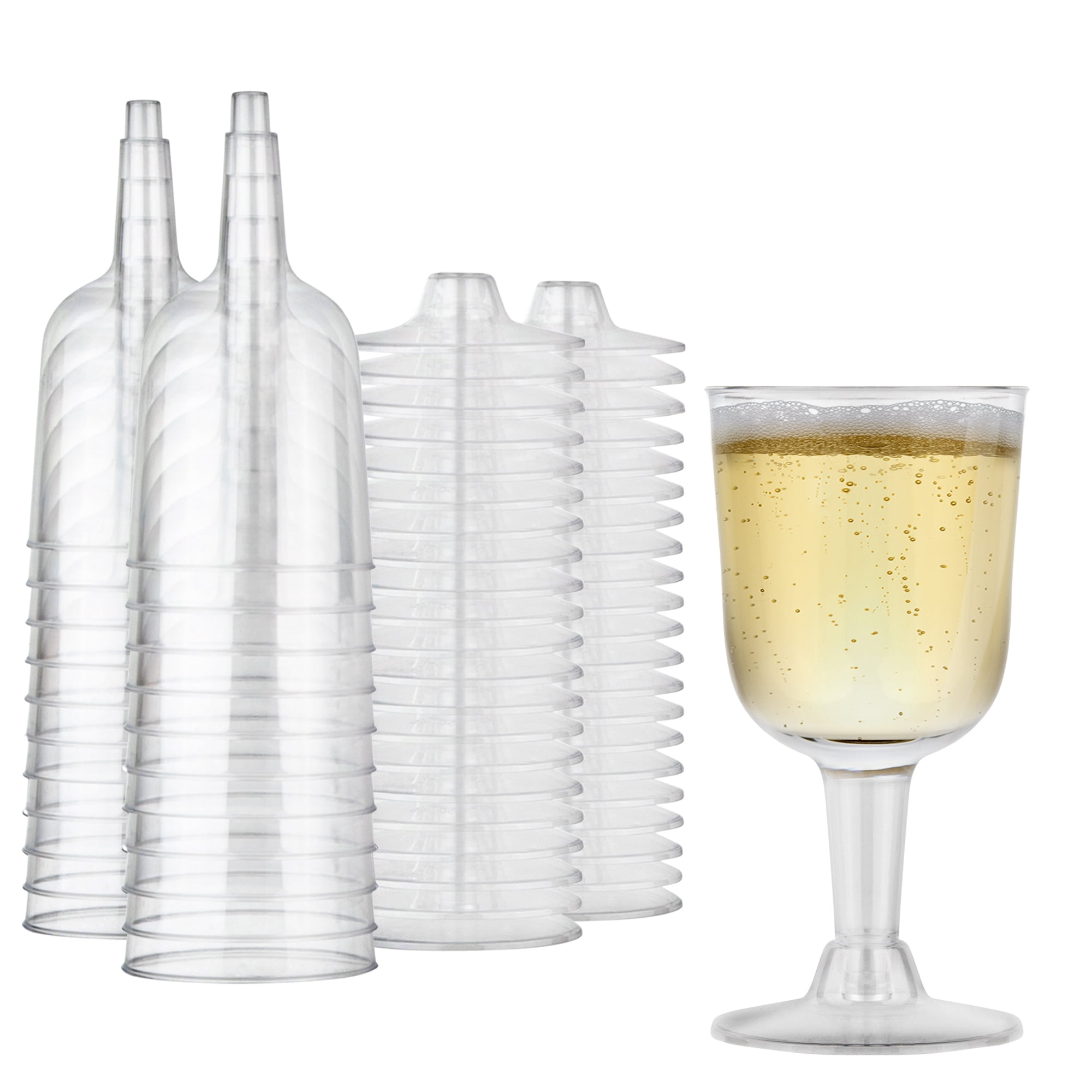 5 oz Clear Plastic Wine Glass (20 Pack) - BPA Free & Recyclable - Shatterproof Wine Goblet - Disposable & Reusable Cups for Champagne, Dessert, Food Samples, Catering, Weddings - Stock Your Home