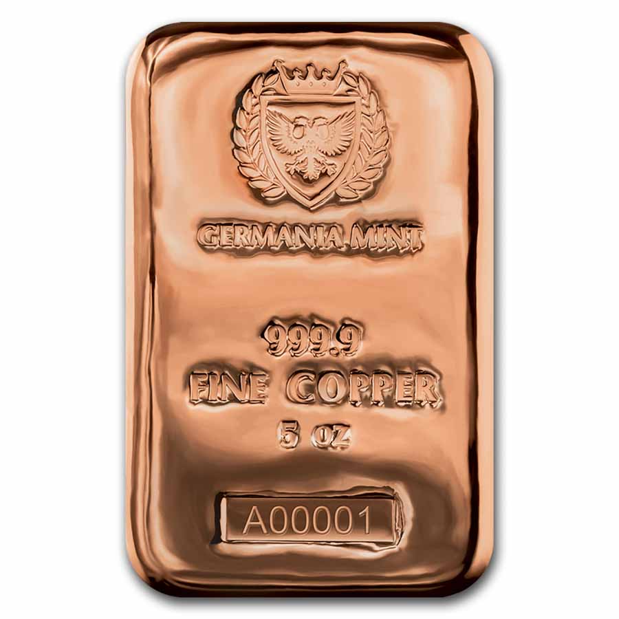 GERMANIA MINT 5 oz Copper Bar - Germania (Poured, .9999 Fine)