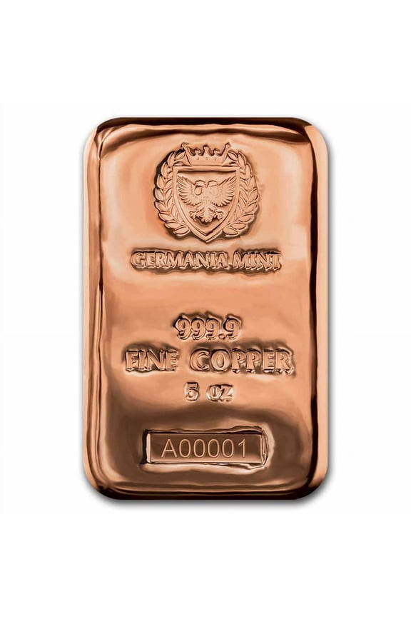 5 oz Copper Bar - Germania (Poured, .9999 Fine)