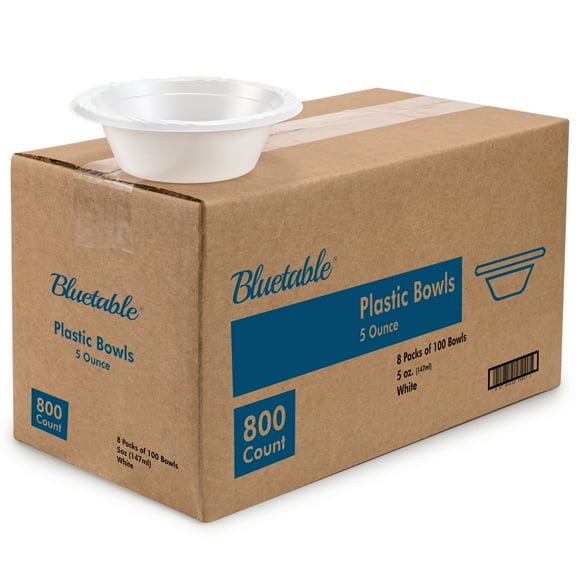 5 oz Disposable Bowls - Plastic Small Bowls - Bulk Case Pack White Mini Bowl [800 Count]