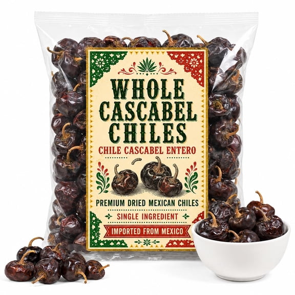 5 oz Dried Cascabel Chili Peppers, Whole Mexican Cascabel Chiles, Dried Chili Pods for Salsa, Sauces, Soups, Stews & Traditional Mexican Cooking