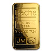 5 oz Gold Bar - Johnson Matthey Bache, Pressed