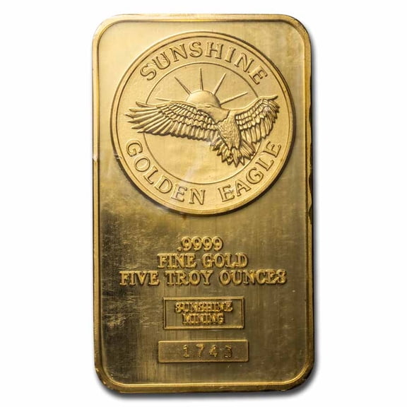 5 oz Gold Bar - Sunshine Minting/Mining (Golden Eagle)
