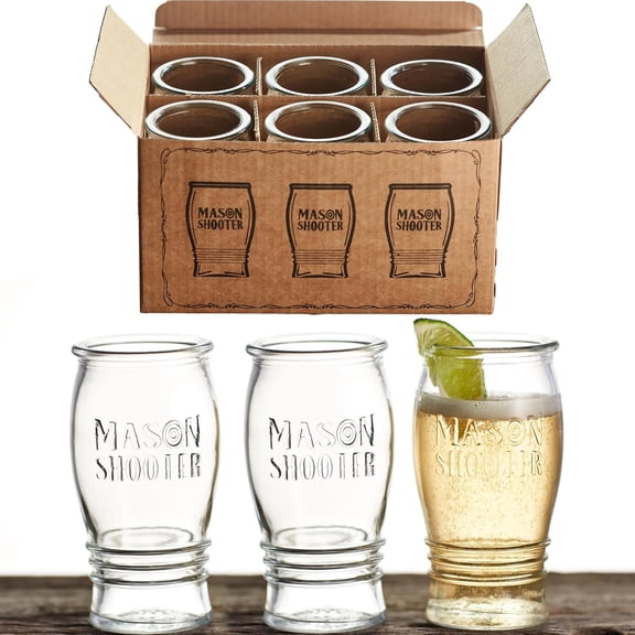 5 oz Mason Jar Pilsner Beer Glasses (Set of 6) Flight Glass Set for Beer Tasting, Drink Samplers, Small Pint Glasses, Craft, Guinness, Belgian, Bourbon, Liquor, Wine, Juice, Tulip, Unique Bar Gift