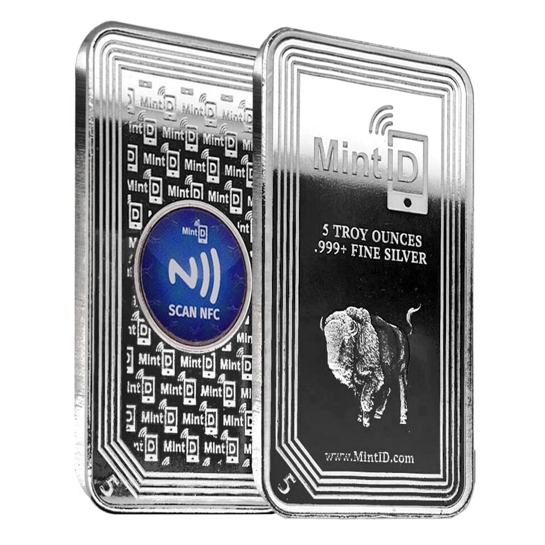 5 oz MintID Buffalo Silver Bar .999+ Fine (NFC Scan Authentication)