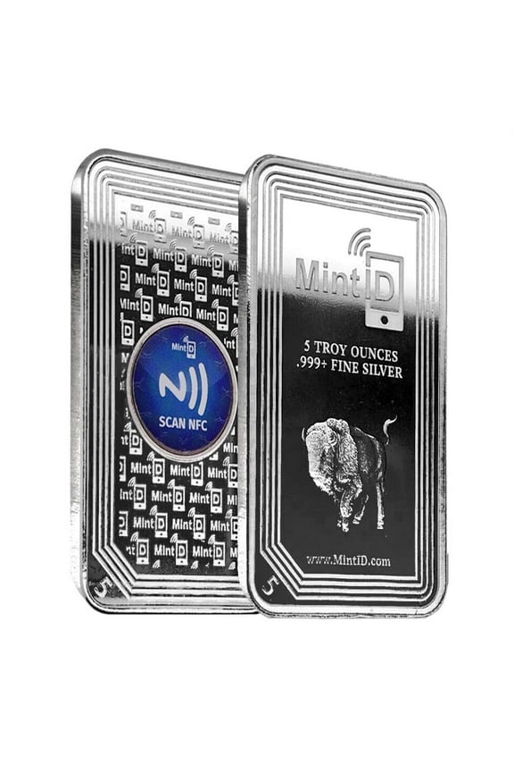 5 oz MintID Buffalo Silver Bar .999+ Fine (NFC Scan Authentication)