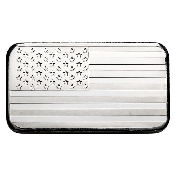5 oz Silver American Flag Design Bar - Eagle Back
