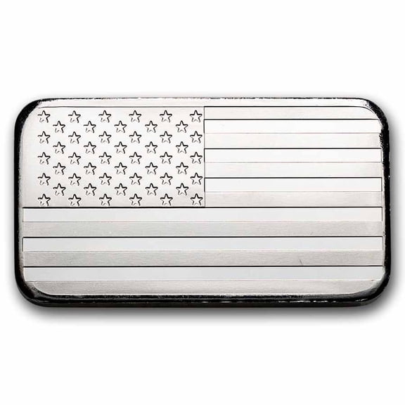 5 oz Silver Bar - American Flag Design (Eagle Back)
