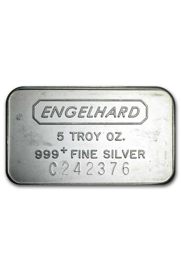 5 oz Silver Bar - Engelhard (Struck, Logo Reverse)