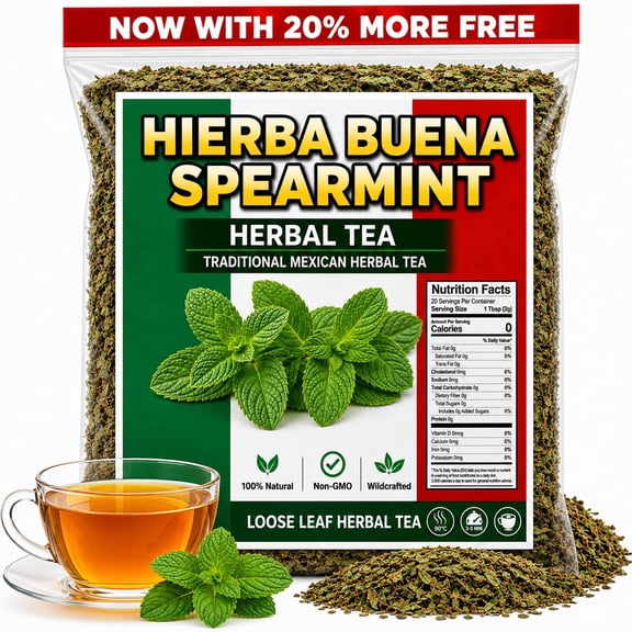 5 oz Spearmint Herbal Tea, Yerba Buena, Hierba Buena, Dried Spearmint Leaves, Loose Leaf Tea, Imported from Mexico