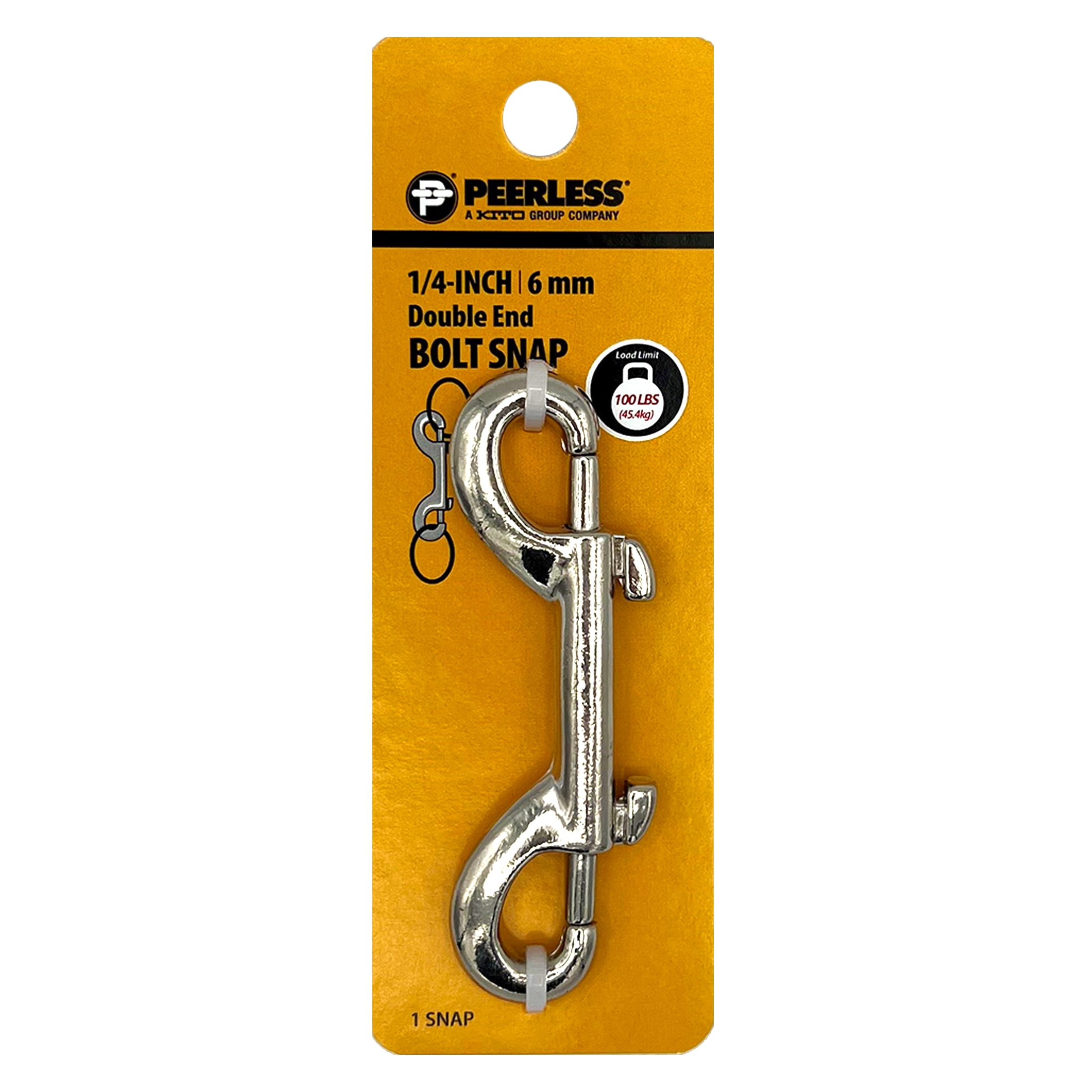 (5 pack) 1/4" Double End Bolt Snap, Zinc Plated, Peerless Chain Company, #4718038