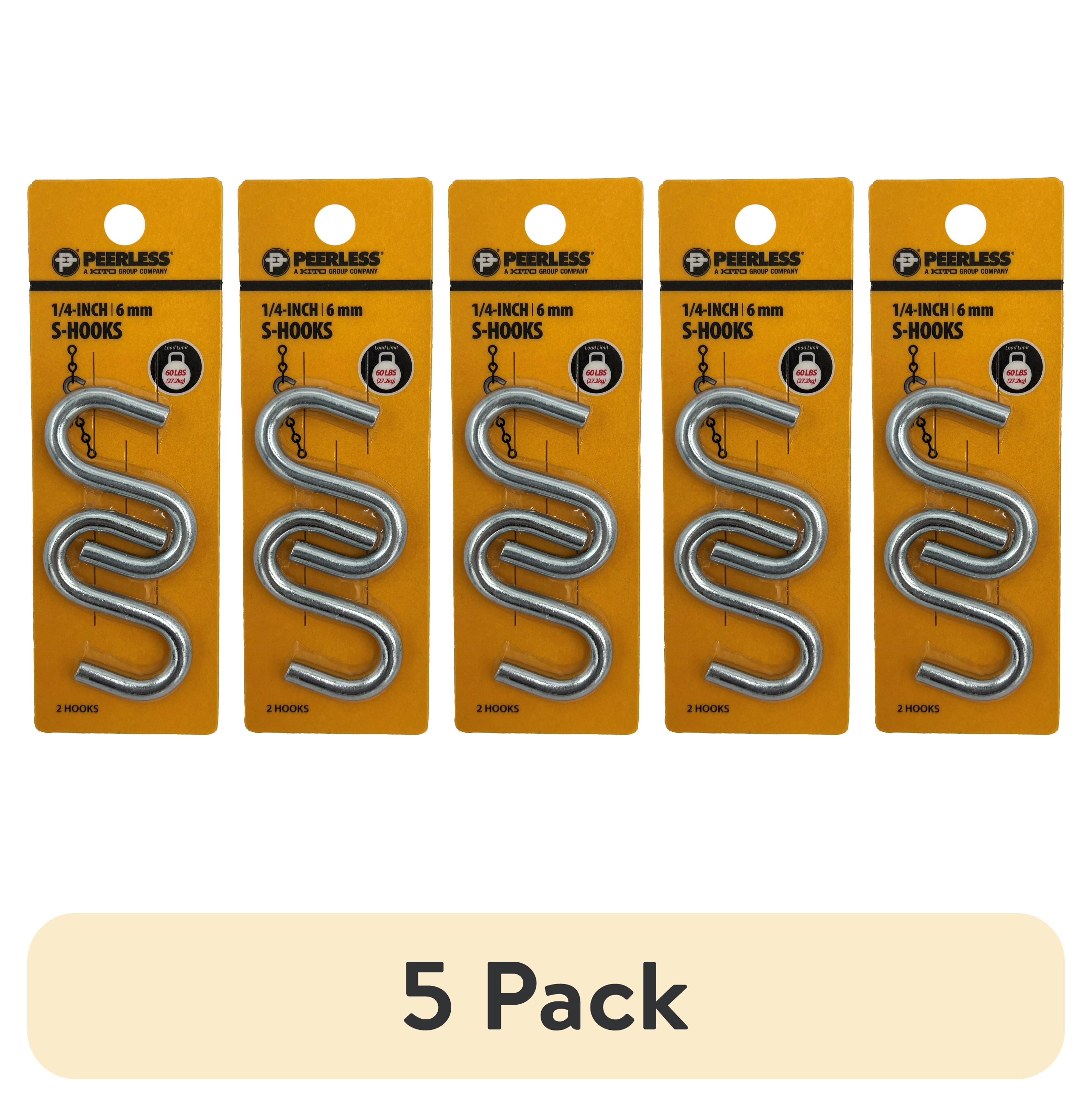 (5 pack) 1/4" S-Hooks, 2 Pack, Zinc, Peerless Chain Company, #4717238
