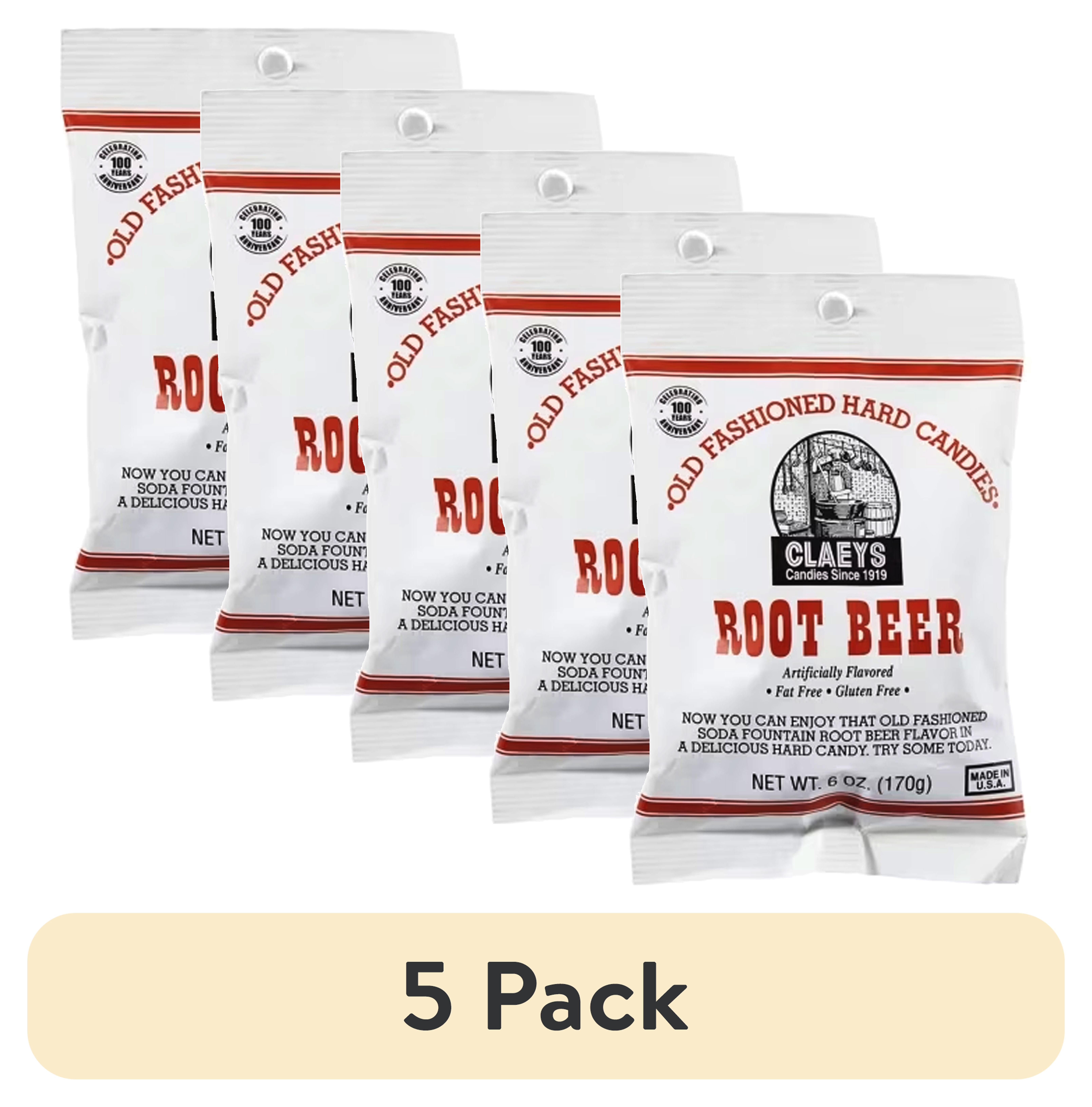 (5 pack) 1 Bag Claeys Sanded Candy Drops Root Beer Hard Candies Old Fashioned Flavor 6oz