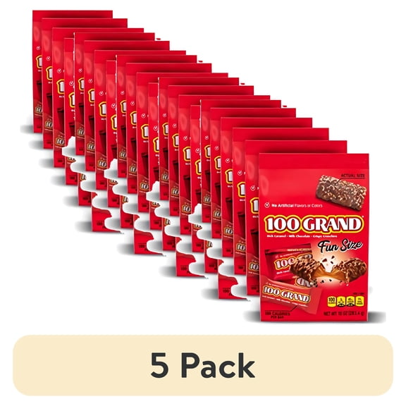 (5 pack) 100 Grand Milk Chocolate Fun Size Candy Bars, 10 Ounce, 6 Count