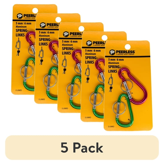 (5 pack) 2-Pack Multi-Color Aluminum Spring Links, 5mm, 6mm, Assorted Colors (Colors May Vary), Peerless Chain Company, #4727438