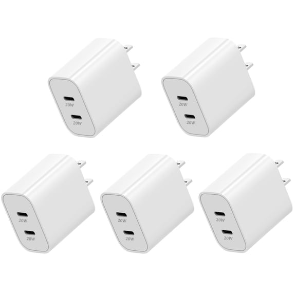 5 pack 20W daul port Type C Fast Wall Charger Power Adapter For Iphone17 16 15 14 13 12 11, USB C Charging Block for Phone17/16/ 15/14/13/12/11/10/9/8/7/Plus/Pro/Pro Max, Pad Pro/Air, Android Phone