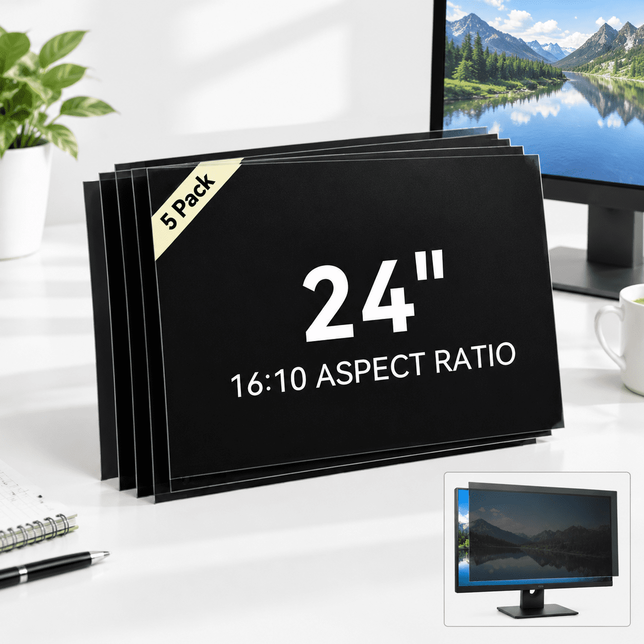 [5-pack] 24 Inchputer Screen For 16:10 Widescreen Monitor Anti Glare ...