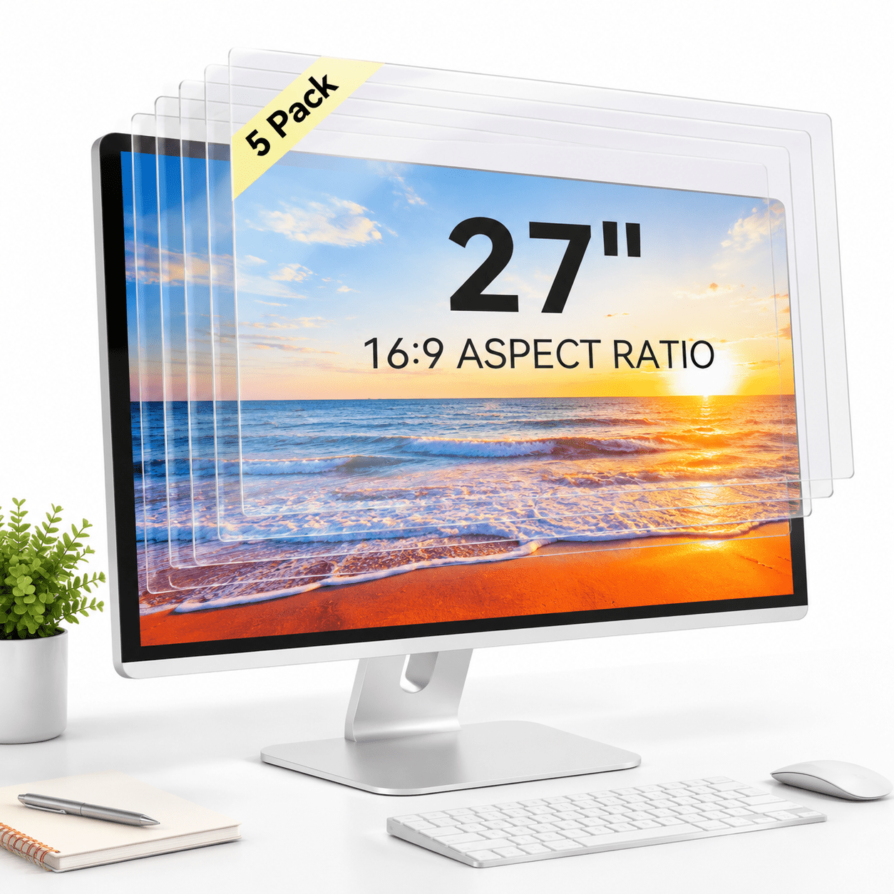[5-pack] 27 Inch 16:9puter Screen Filter For Monitor - Shield And Anti ...