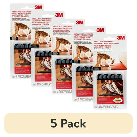 (5 pack) 3M Command Small Rug Gripper 4 Pairs Secure Adhesive Fit Floor Protection