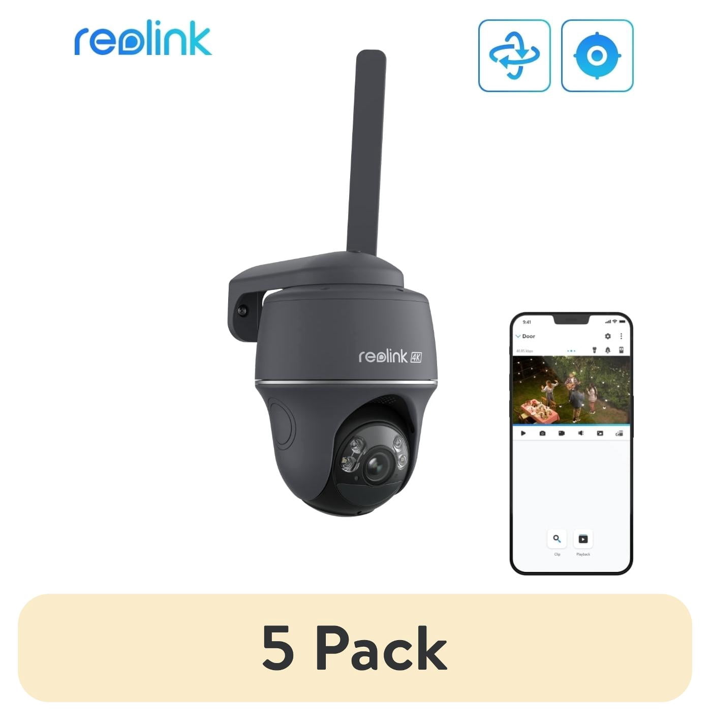 (5 pack) Reolink Go PT Ultra 4K 4G LTE Black Security Camera, Pan Tilt ...
