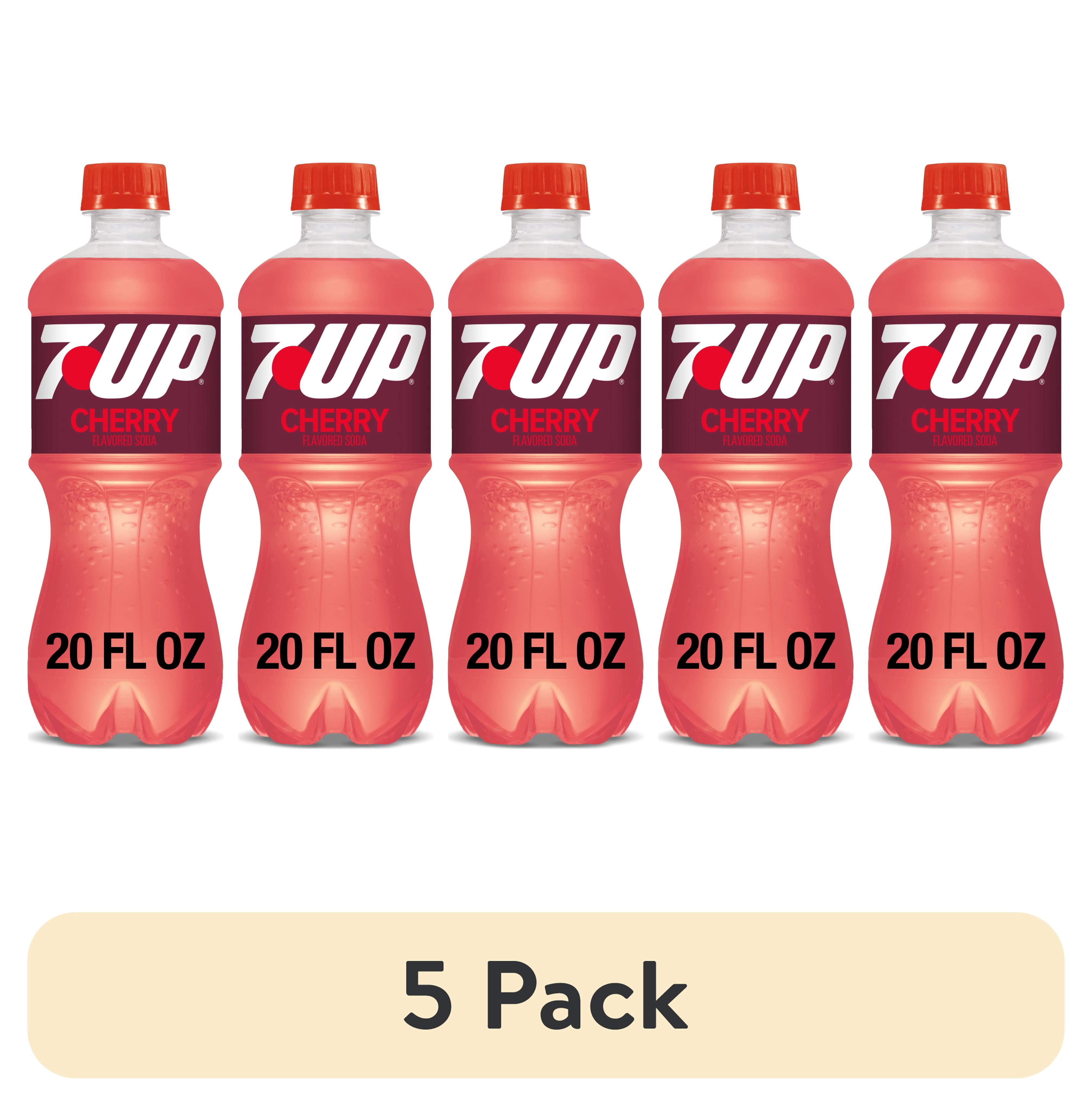 (5 pack) 7UP Caffeine Free Cherry Soda Pop, 20 fl oz, Bottle