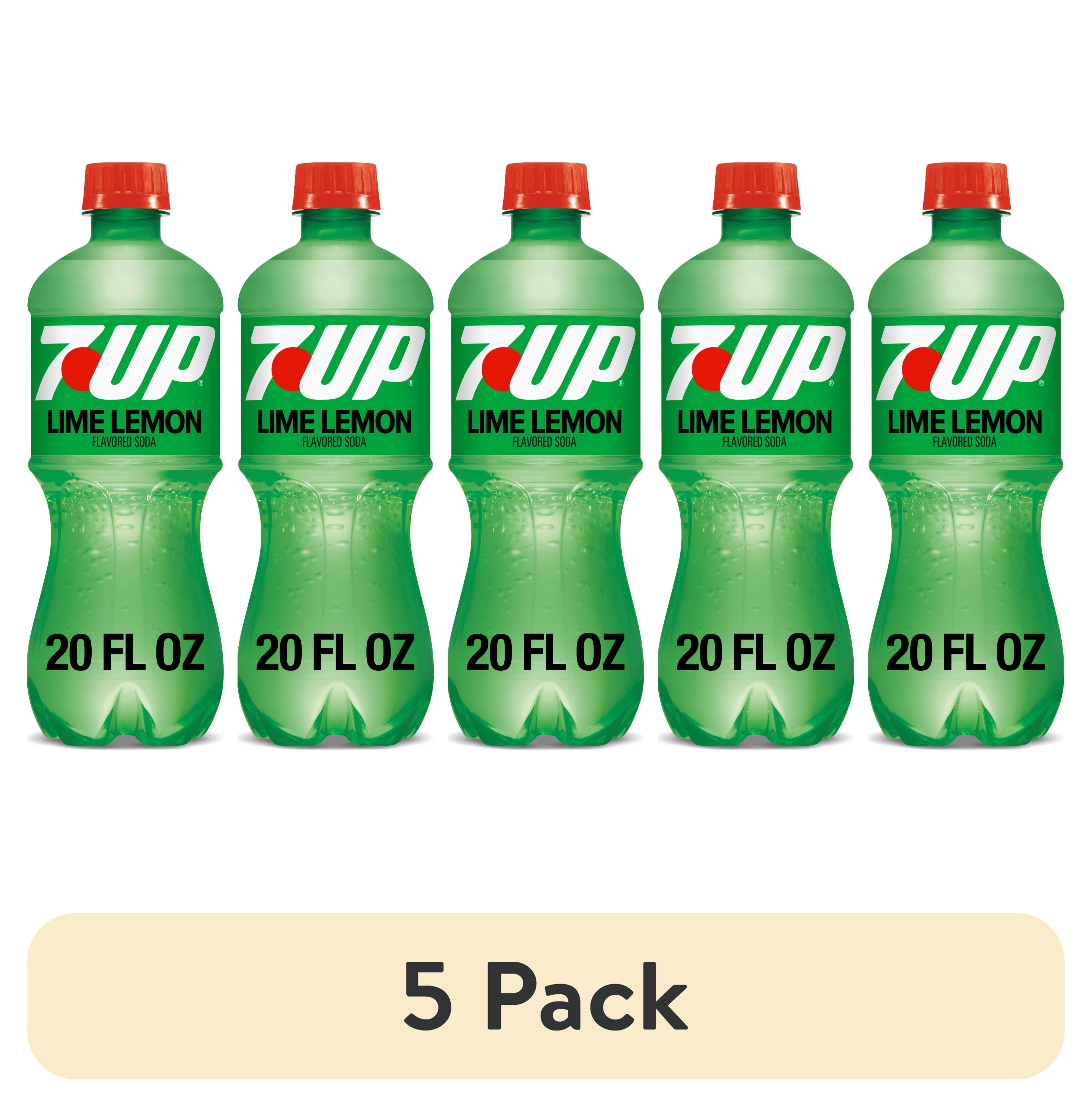 (5 pack) 7UP Caffeine Free Lime Lemon Soda Pop, 20 fl oz, Bottle