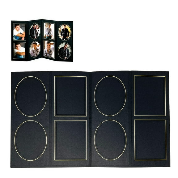 (5 pack) 8-opening 4x5 Black cardstock photo frame gold foil border sold in 5 s - 4x5