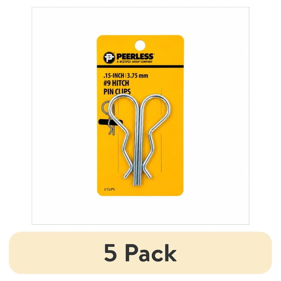 (5 pack) #9 Hitch Pin Clips, 2 Pack, Zinc, Steel, Peerless Chain Company, #4709038