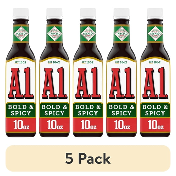 (5 pack) A.1. Bold & Spicy Sauce with Tabasco, 10 oz. Bottle