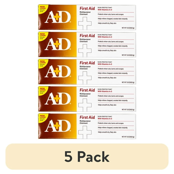 (5 pack) A+D First Aid Healing Ointment, Moisturizing Skin Protectant for Minor Cuts, Burns and Scrapes, Helps Smooth Dry, Flaky Skin, 1.5 OZ
