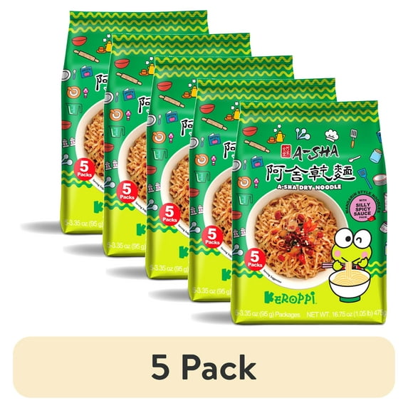 (5 pack) A-Sha Keroppi Mandarin Noodles Silly Spicy Sauce