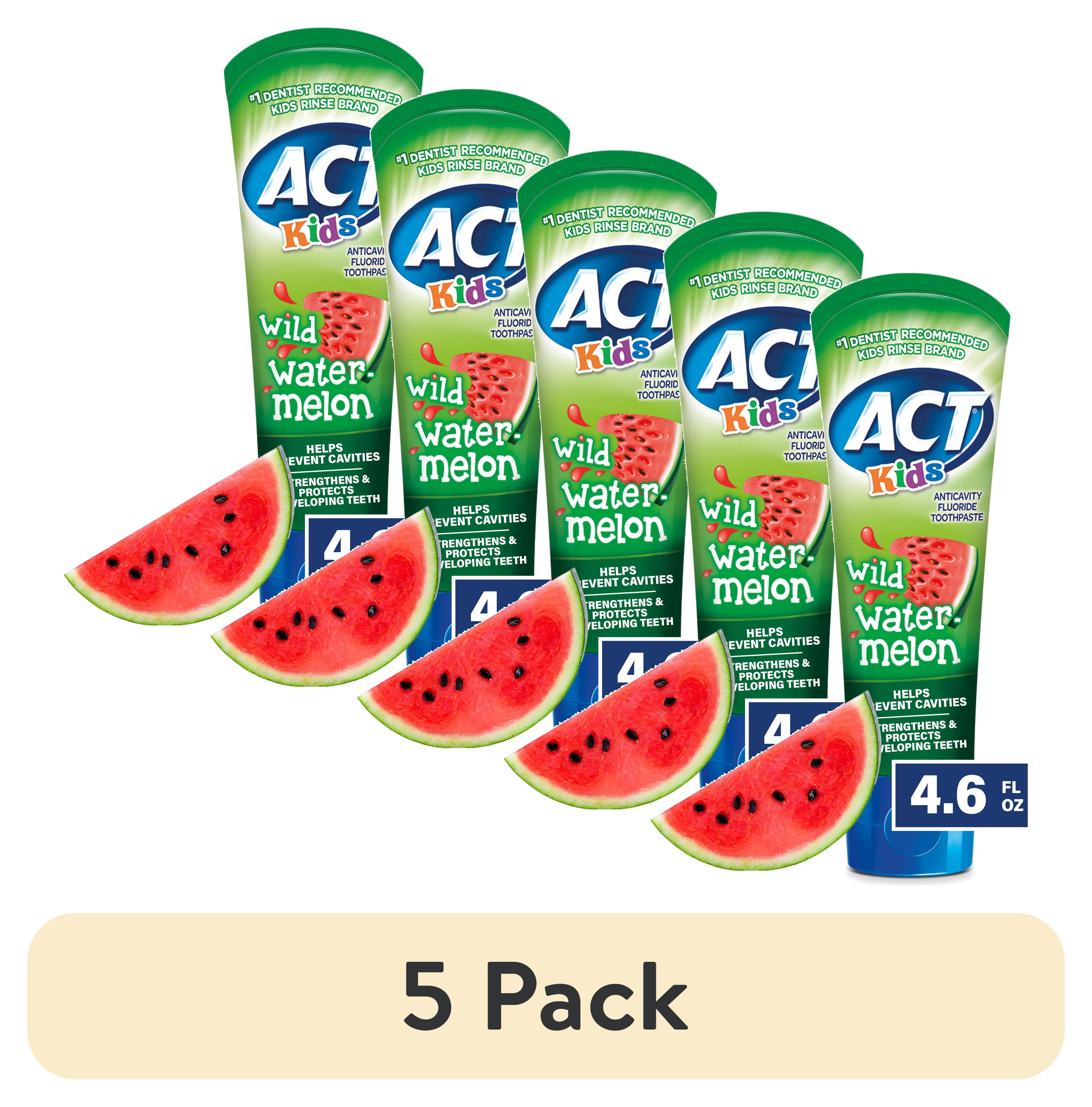 (5 pack) ACT Kids Anticavity Fluoride Toothpaste, Wild Watermelon, 4.6 oz.