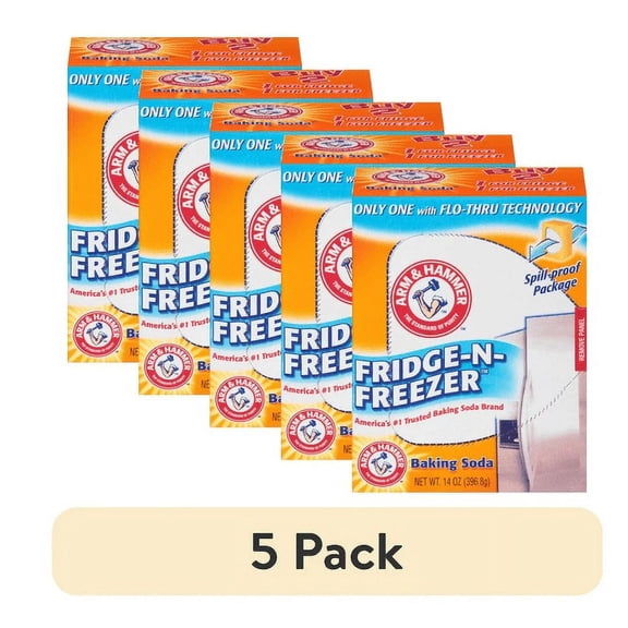 (5 pack) ARM & HAMMER Baking Soda Fridge-n-Freezer Odor Absorber, 14 oz Box