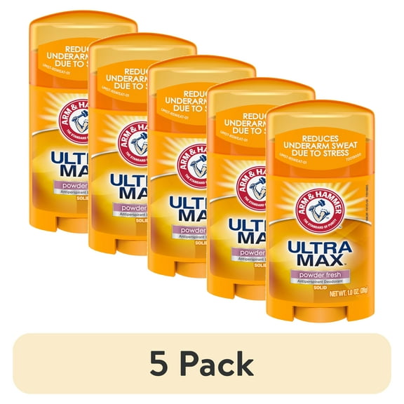 (5 pack) ARM & HAMMER ULTRA MAX Solid AntiPerspirant Deodorant, Powder Fresh, 1.0 oz.