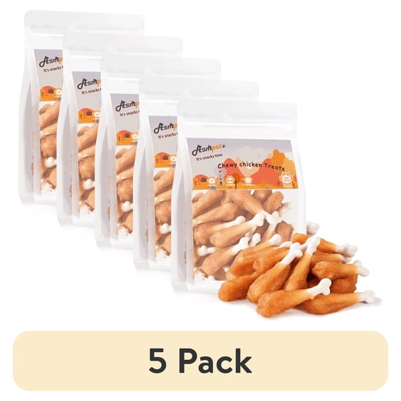 (5 pack) ASMPET Chicken Wrap Sticks, Healthy Dog Treats, Calcium Bone, Training Treats for All Dog Sizes, 10.6 oz