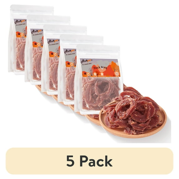 (5 pack) ASMPET Duck Jerky Dog Treats, Healthy Duck Snacks for Small Medium Large Dogs, 10.6oz