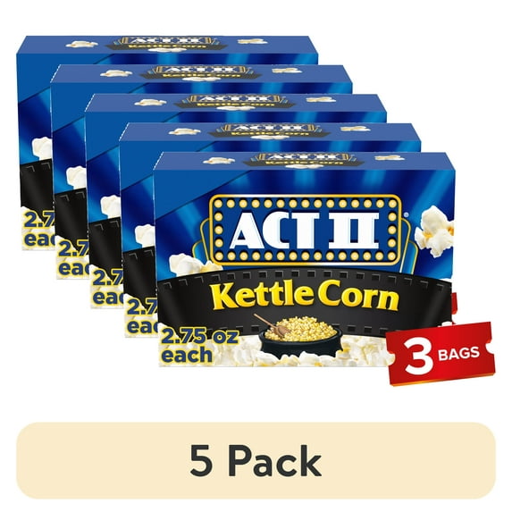 (5 pack) Act II Kettle Corn Microwave Popcorn, 2.75 oz., 3-Count Bags