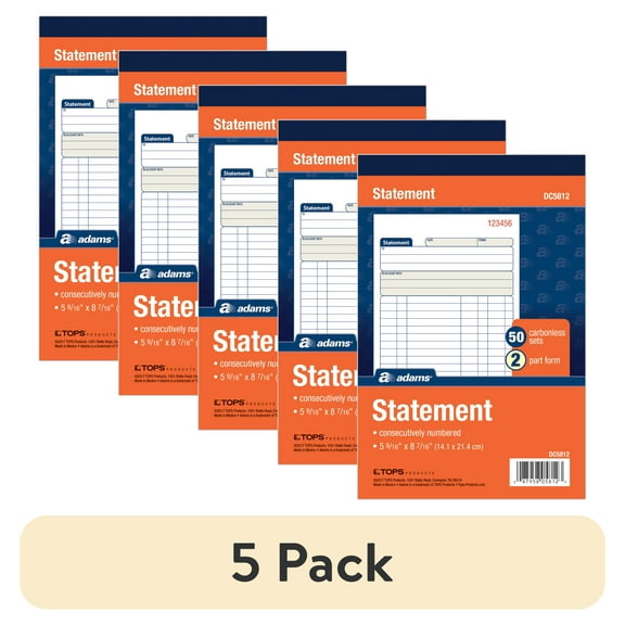 (5 pack) Adams 2-Part Carbonless Statement Record Book
