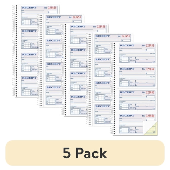 Multiple Book Rent Card (5 pack) Adams Money And Rent Receipt Book, 2-Part Carbonless, 5-1/4 X ...