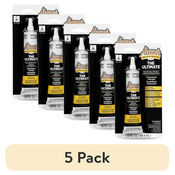 (5 pack) Aleene's Ultimate Clear Multi-Surface Adhesive Hardware Adhesive 1.5 fl oz Waterproof for Metal, Glass, Plastic, Wood, Fabric, Tile